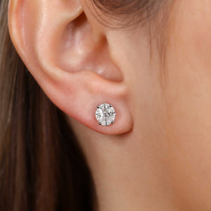 Par de Brinco de Ouro Branco 18k com Diamantes