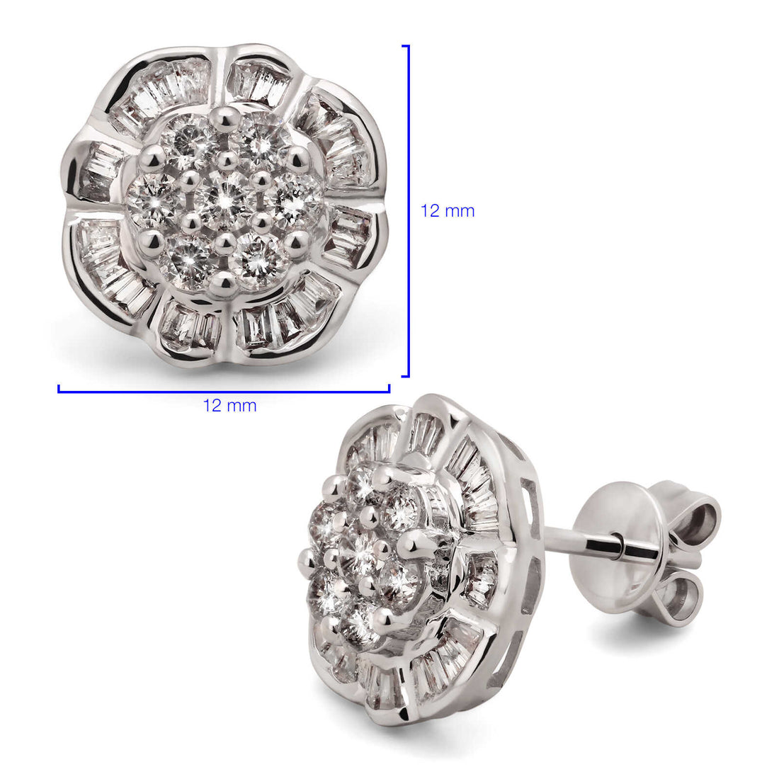 Par de Brinco em Ouro Branco 18k Florzinha com Diamantes