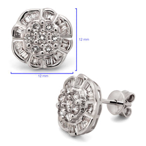 Par de Brinco em Ouro Branco 18k Florzinha com Diamantes