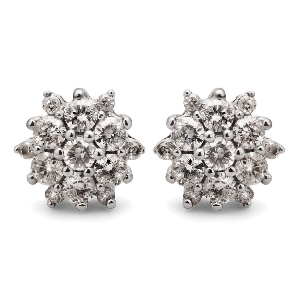 Par de Brinco em Ouro Branco 18k Florzinha com Diamantes