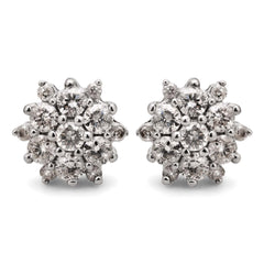 Par de Brinco em Ouro Branco 18k Florzinha com Diamantes