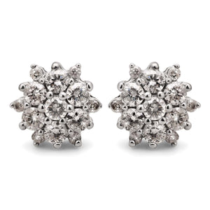 Par de Brinco em Ouro Branco 18k Florzinha com Diamantes