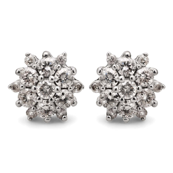 Par de Brinco em Ouro Branco 18k Florzinha com Diamantes