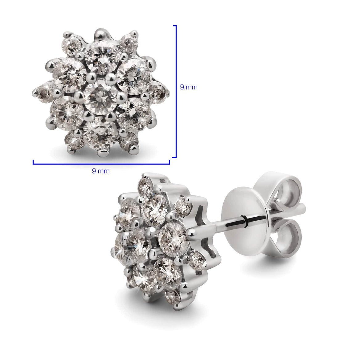 Par de Brinco em Ouro Branco 18k Florzinha com Diamantes
