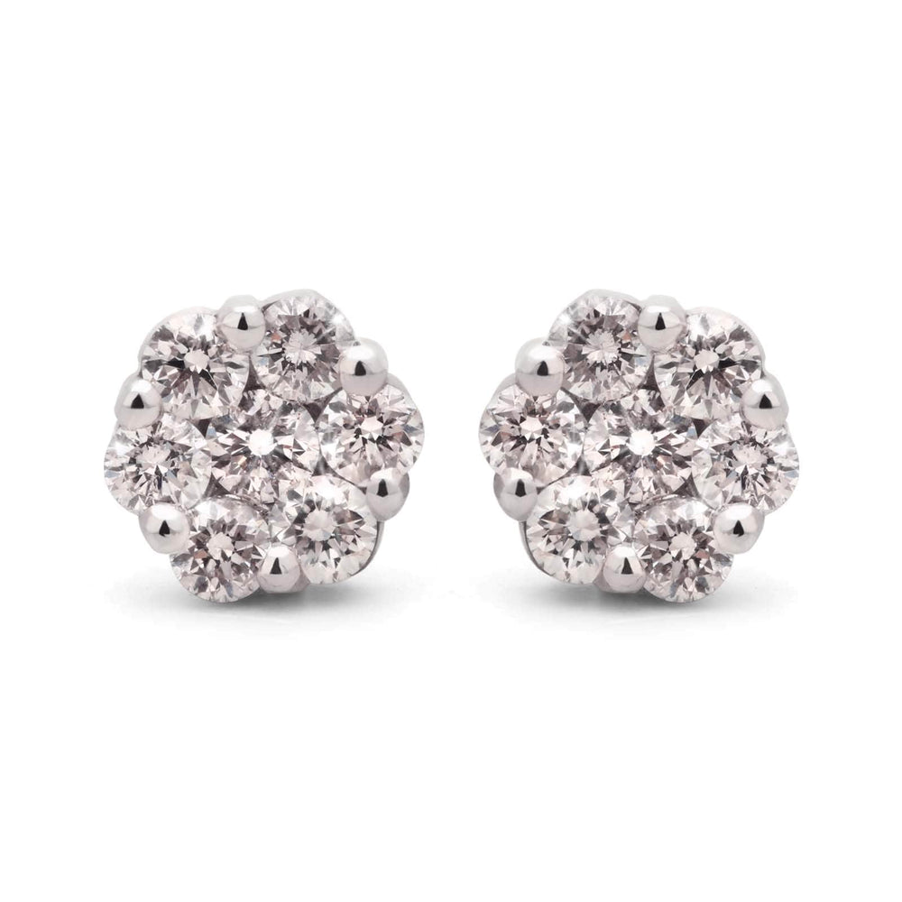 Par de Brinco em Ouro Branco 18k Florzinha com Diamantes