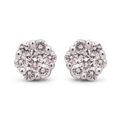 Par de Brinco em Ouro Branco 18k Florzinha com Diamantes