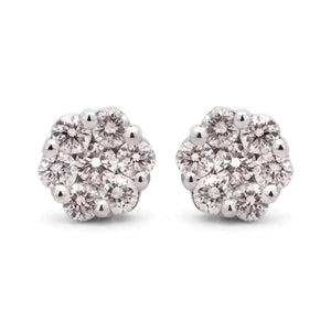 Par de Brinco em Ouro Branco 18k Florzinha com Diamantes