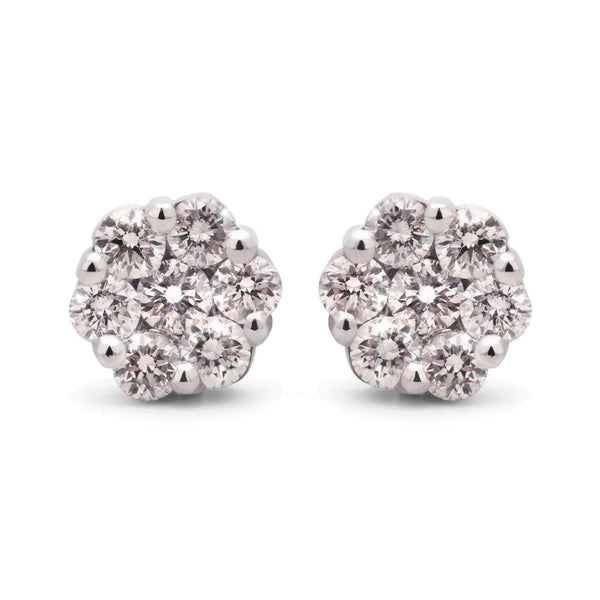 Par de Brinco em Ouro Branco 18k Florzinha com Diamantes