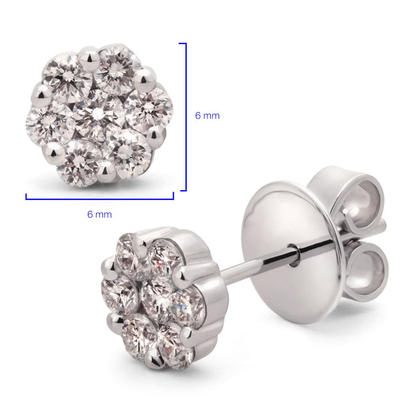 Par de Brinco em Ouro Branco 18k Florzinha com Diamantes