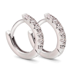 Par de Brinco Argola de Ouro com 12 Diamantes Aprox. 16 pts