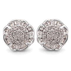 Par de Brinco em Ouro Branco 18k Florzinha com Diamantes
