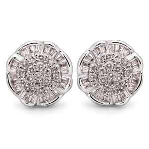 Par de Brinco em Ouro Branco 18k Florzinha com Diamantes