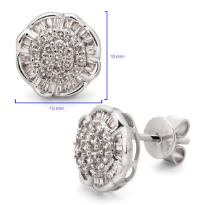 Par de Brinco em Ouro Branco 18k Florzinha com Diamantes
