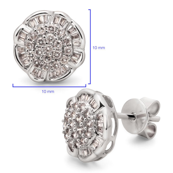 Par de Brinco em Ouro Branco 18k Florzinha com Diamantes