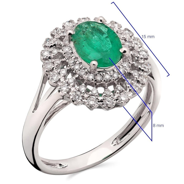 Anel em Ouro Branco 18k com Esmeralda e Diamantes