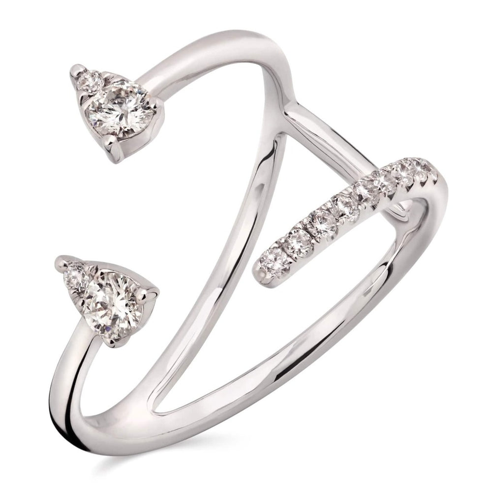 Anel de Ouro Branco 18k com Diamantes