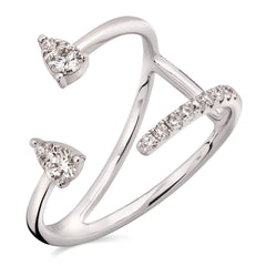 Anel de Ouro Branco 18k com Diamantes