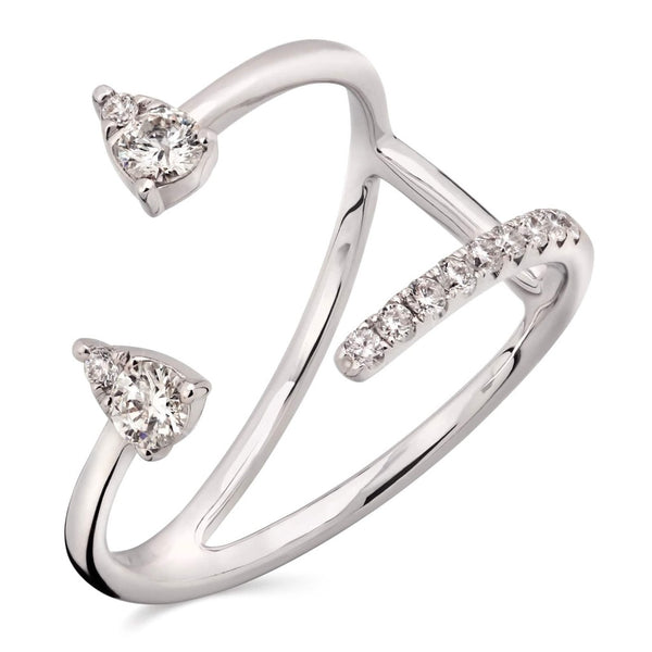 Anel de Ouro Branco 18k com Diamantes