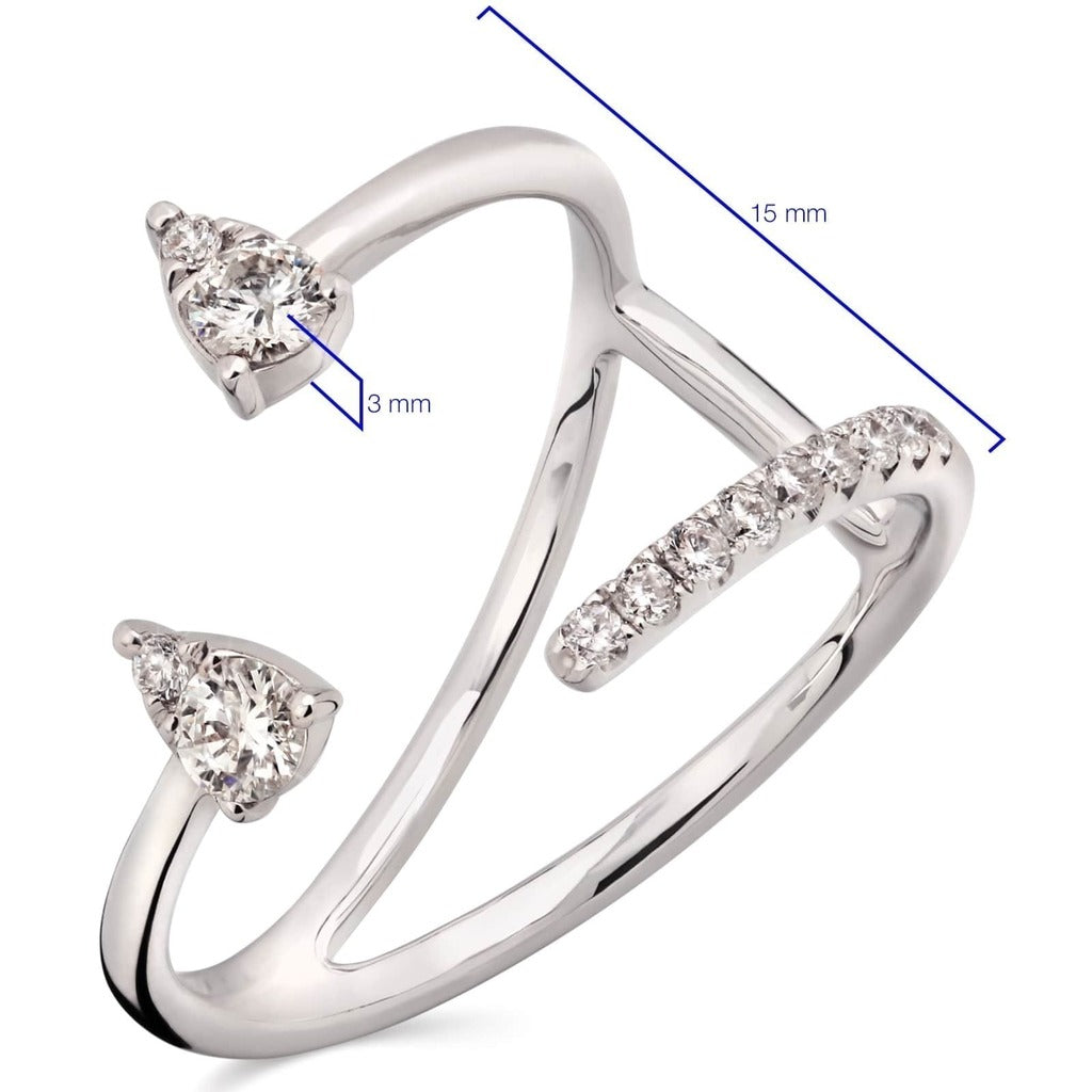Anel de Ouro Branco 18k com Diamantes