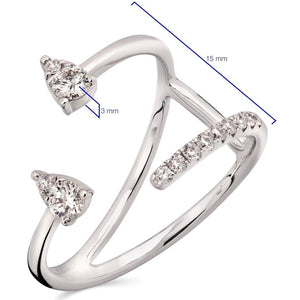 Anel de Ouro Branco 18k com Diamantes