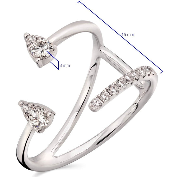 Anel de Ouro Branco 18k com Diamantes