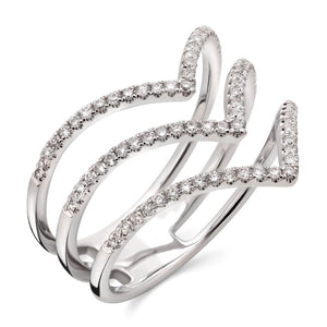 Anel de Ouro Branco 18k com Diamantes
