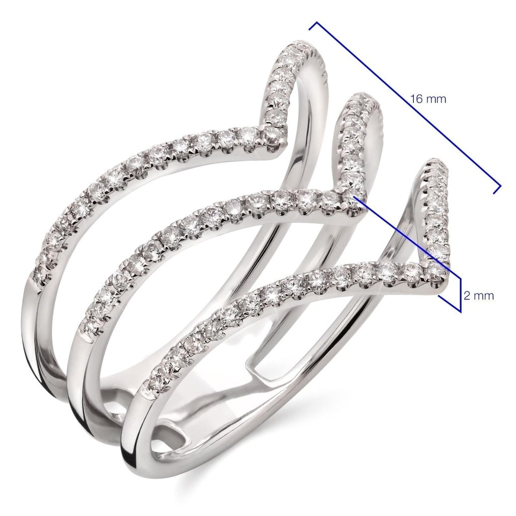Anel de Ouro Branco 18k com Diamantes