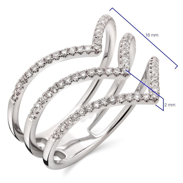 Anel de Ouro Branco 18k com Diamantes