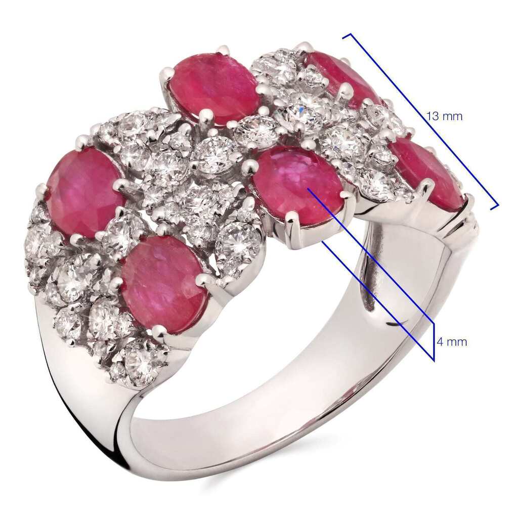 Anel em Ouro Branco 18k com Rubis e  Diamantes