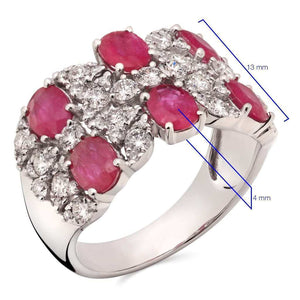 Anel em Ouro Branco 18k com Rubis e  Diamantes