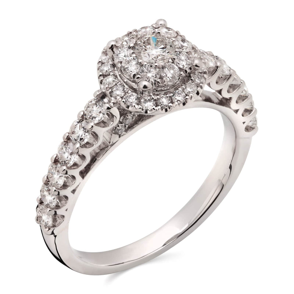 Anel em Ouro Branco 18k Flor com Diamantes
