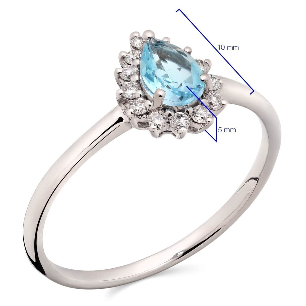 Anel em Ouro Branco 18k com Topazios Azuis e Diamantes