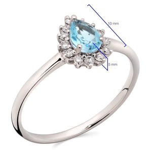 Anel em Ouro Branco 18k com Topazios Azuis e Diamantes