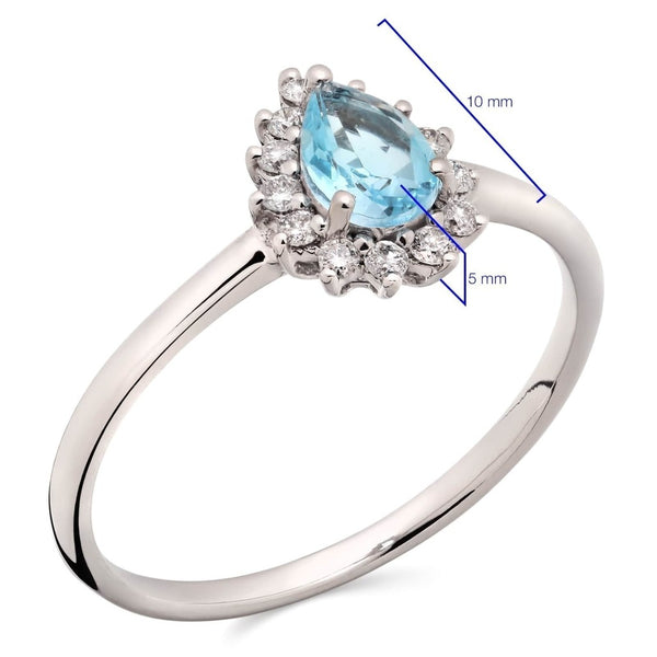 Anel em Ouro Branco 18k com Topazios Azuis e Diamantes