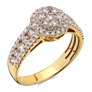Anel em Ouro Amarelo 18k Com Diamantes
