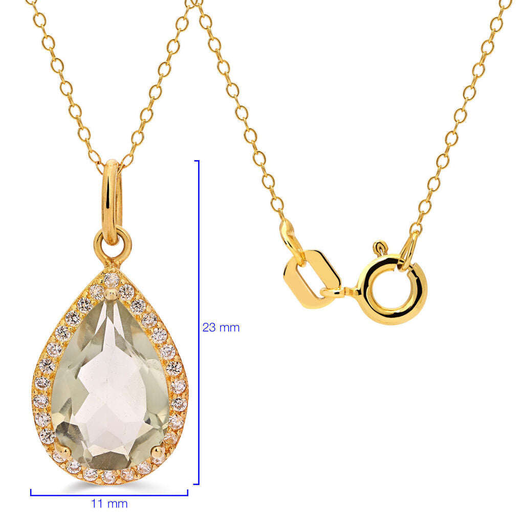 Conjunto em Prata 925 Gota com Ametista verde