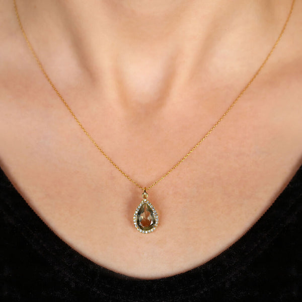 Conjunto em Prata 925 Gota com Ametista verde