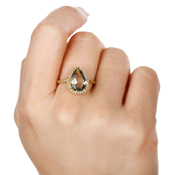 Conjunto em Prata 925 Gota com Ametista verde
