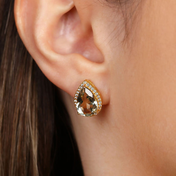 Conjunto em Prata 925 Gota com Ametista verde