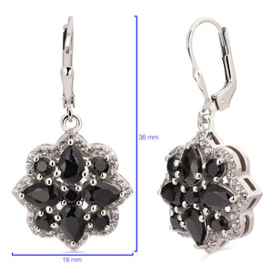Par de Brinco em Prata 925 Flor com Safiras e Zirconias
