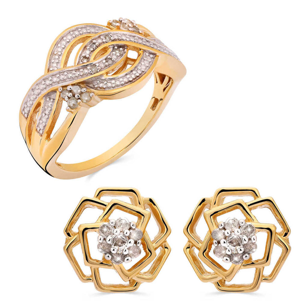 Conjunto em Prata 925 Florzinha com Diamante Ice