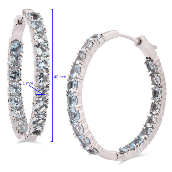 Argola em Prata 925 com Água Marinha