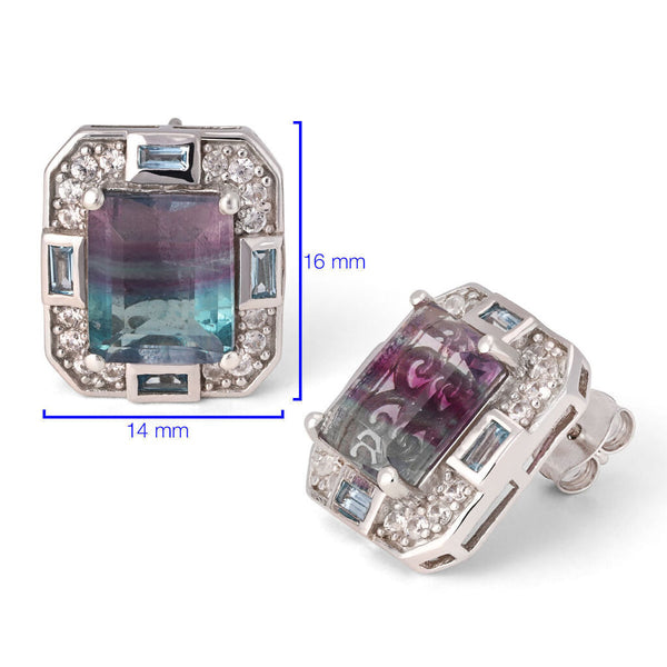 Conjunto em Prata Fluorita Bi-Color