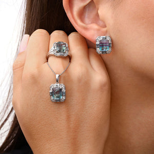 Conjunto em Prata Fluorita Bi-Color