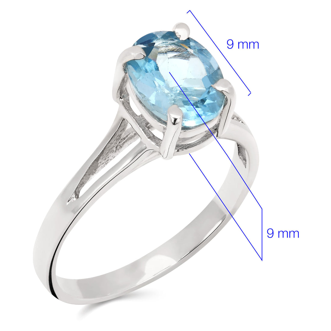 Anel, Brinco e Pingente Topázio Azul Oval Aprox. 7 cts Prata