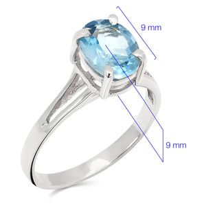 Anel, Brinco e Pingente Topázio Azul Oval Aprox. 7 cts Prata