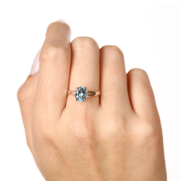 Anel, Brinco e Pingente Topázio Azul Oval Aprox. 7 cts Prata