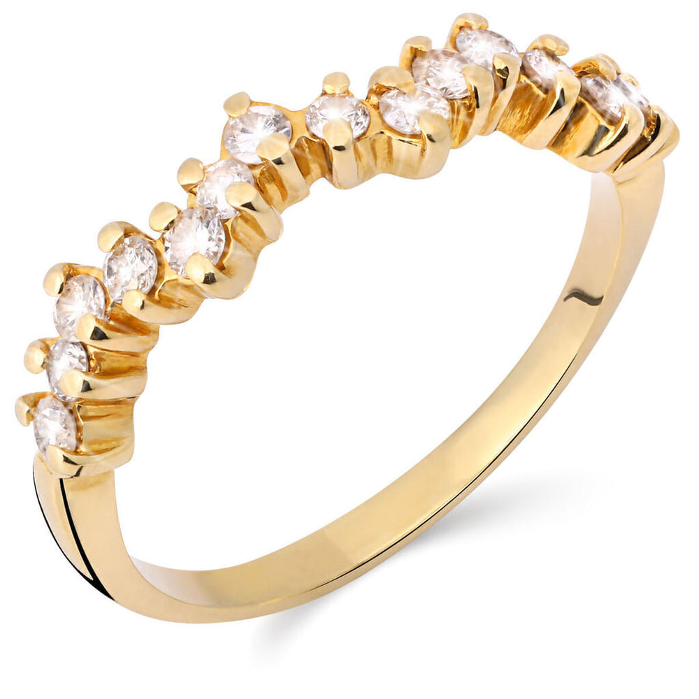 Meia Aliança em Ouro Amarelo 18k com  Diamantes