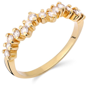 Meia Aliança em Ouro Amarelo 18k com  Diamantes