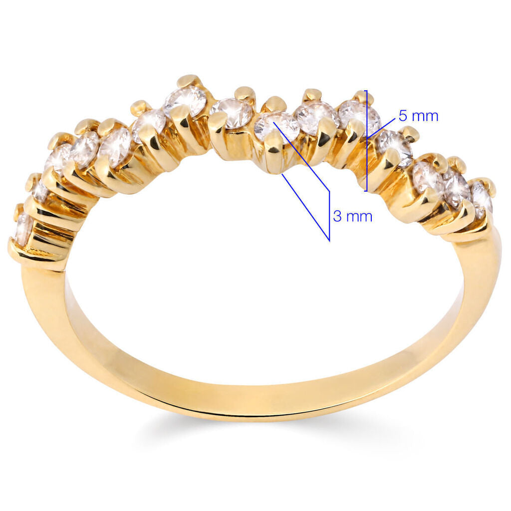 Meia Aliança em Ouro Amarelo 18k com  Diamantes